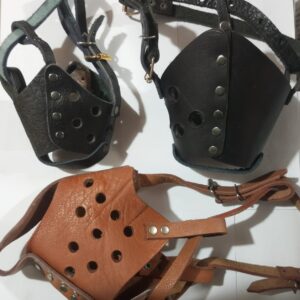 bobby dog's leather muzzle (black, xl)